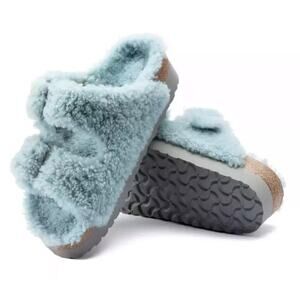 Birkenstock Women Papillo 7 EU 38 Arizona Big Buckle Teddy Shearling Sandal Blue